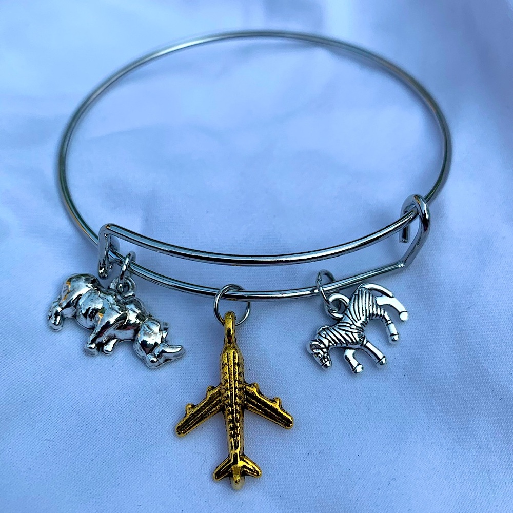 Brand New! Handmade! Adjustable Charm Bangle Bracelet!